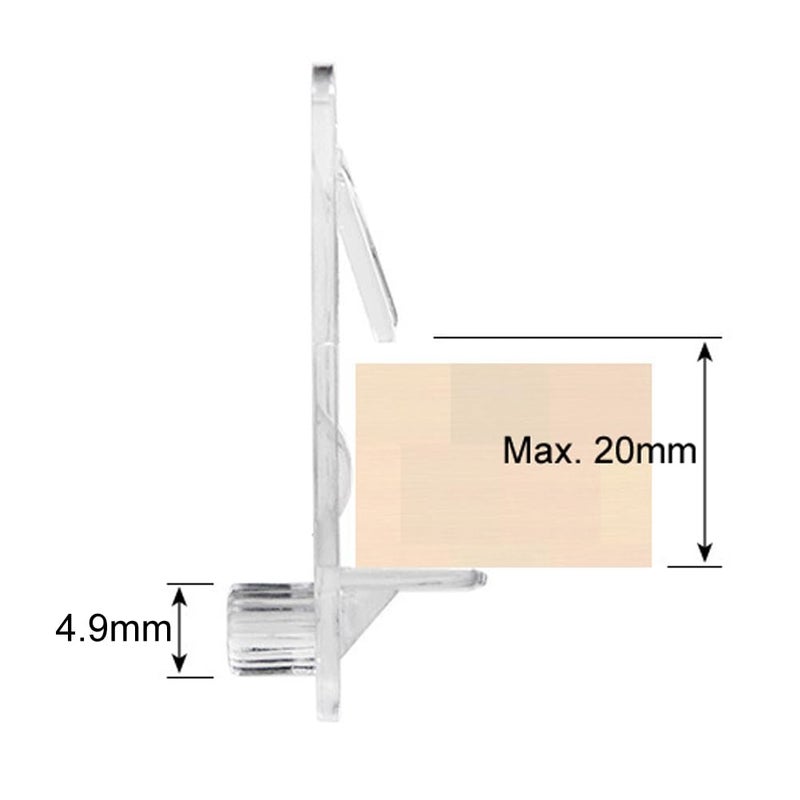 lasenersm 20 Plastic Shelf Pins and Clips - Locking Shelf Support Pegs - Fits 4.9mm Holes and 3/4 Inch Thick Shelves - Kitchen Cabinet and Furniture Book Shelves - Image 2